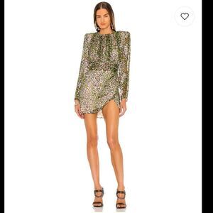 DUNDAS x REVOLVE Brooklyn Mini Dress in Green Leopard